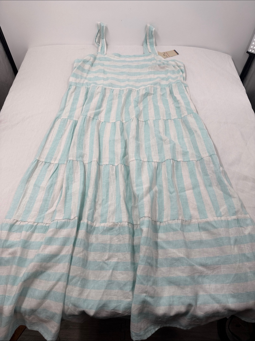Casa Cabana Dress Wm XL Diane Sundress Tank Stripes Beach Blue White Summer